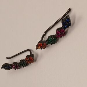 Nwot Black Rhodium Colorful Geometric Ear Crawlers